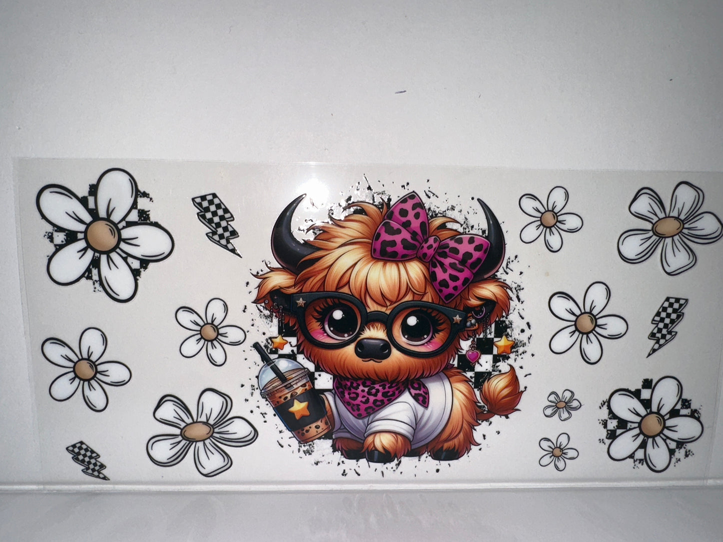 H475 coffee cow with flowers