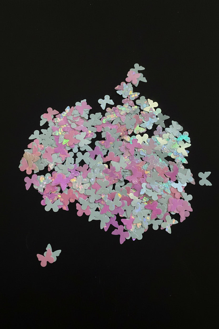 White & Pink Butterfly Mix - Shaped Glitter 8g | Luxy Customs
