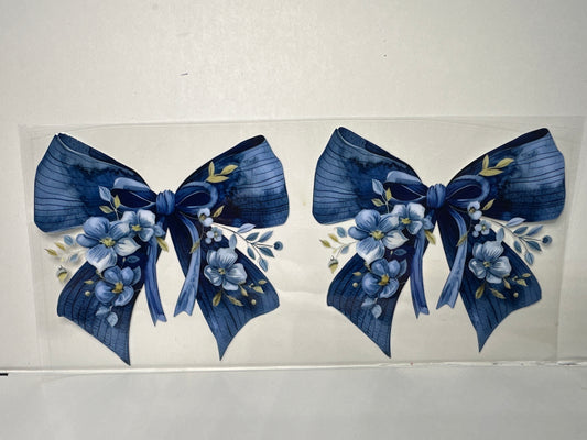 H1268 Blue bow with flowers