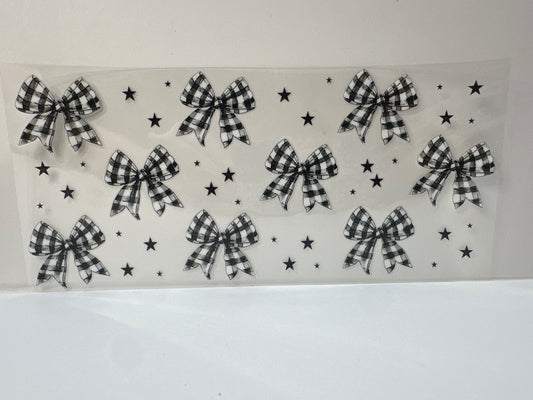 G351 black and white plaid bows with stars