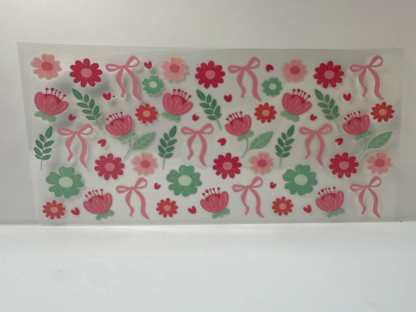 F895 pink green flowers bows