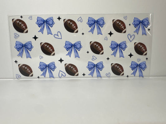E352 footballs with blue hearts and bows
