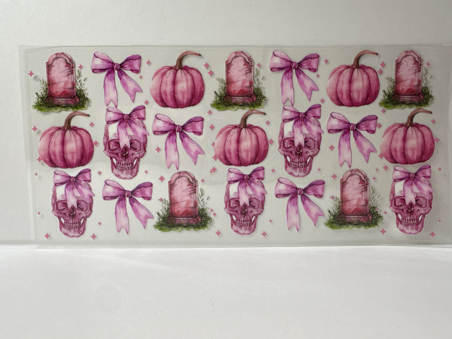 G735 pink skulls, and pumpkins Halloween