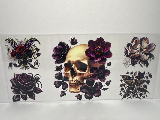 H1513 Horror| Skull with flowers