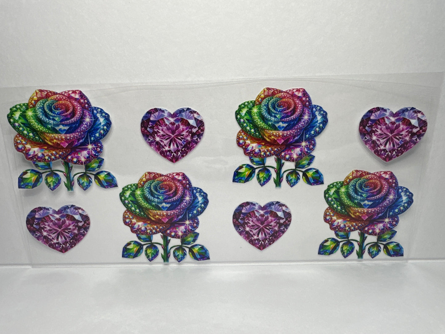 H1464 Diamond heart and flowers multi color
