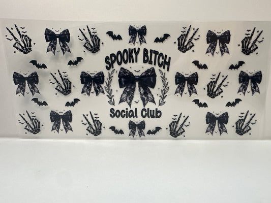 F813 spooky bitch Social Club Halloween skeleton with bows