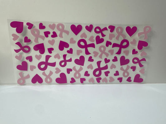 G354 pink breast cancer bows with hearts