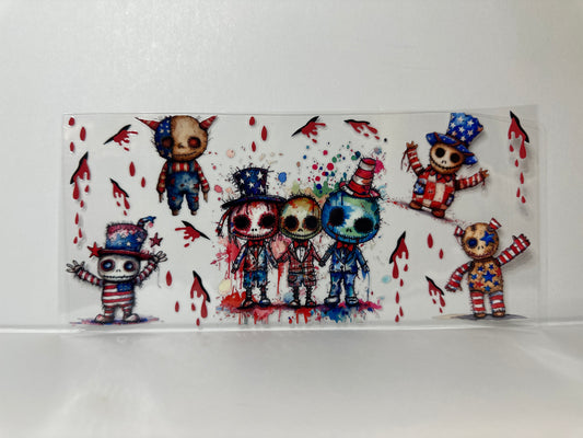 E399 Red white and blue skulls
