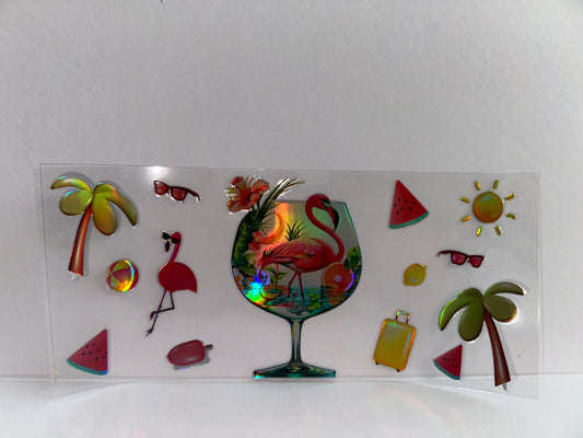 H2354 Metallic Pink, flamingos, and drinks