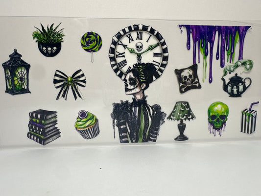 F130 green and purple Halloween skulls with ghost