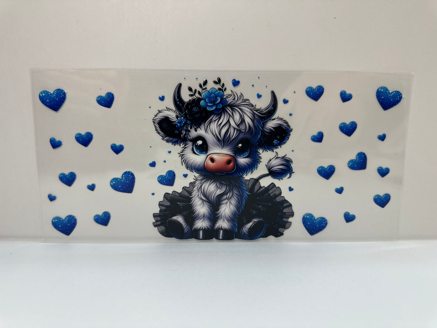 F437 cow with tutu blue hearts