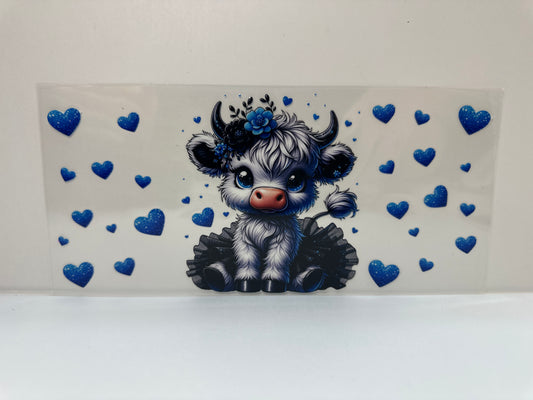 F437 cow with tutu blue hearts