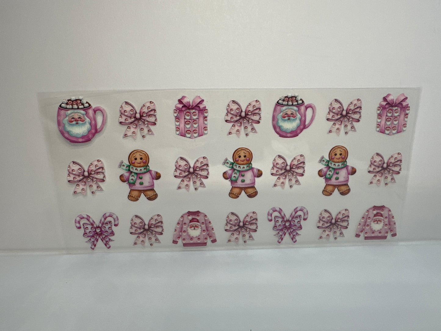 G228 pink Christmas bows with hot chocolate and Christmas sweater