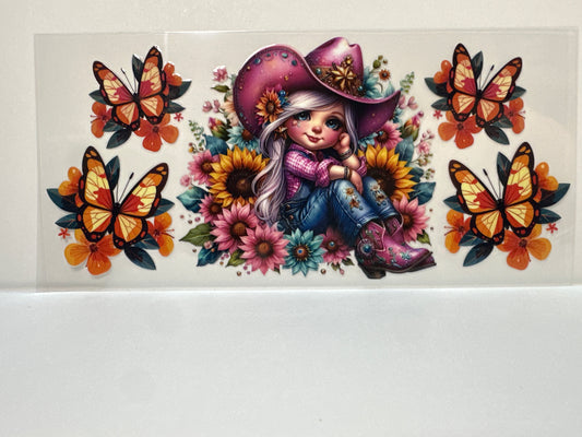 F420 western cowgirl with butterflies