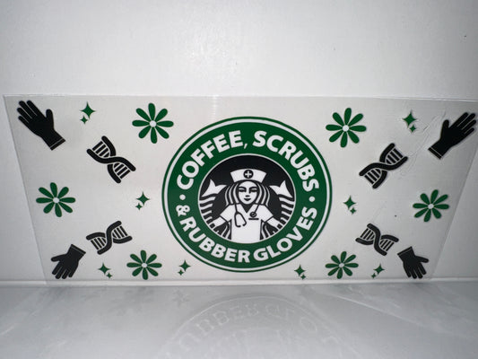 G1054 coffee Starbucks, coffee, scrubs and rubber gloves nurse