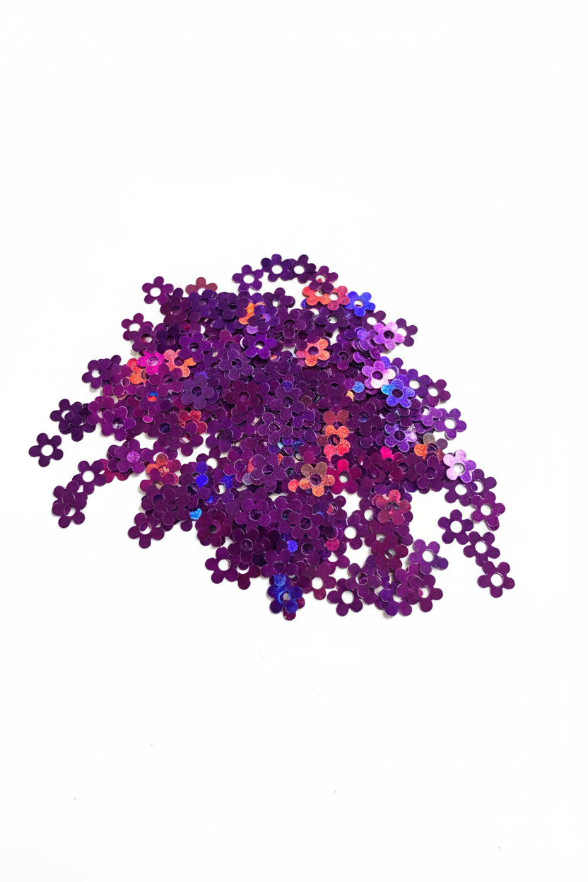 Purple holographic Flowers- Shaped Glitter 8g | Luxy Customs