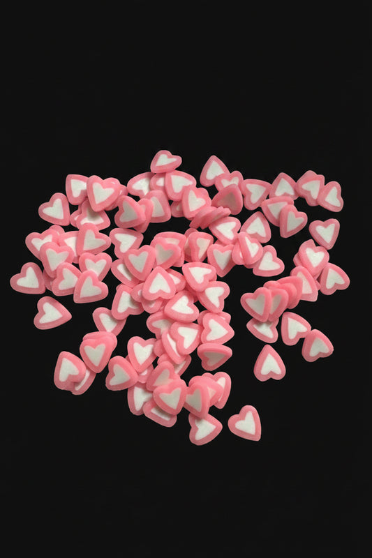 Hearts Pink/White Clay Pieces – Shaped Glitter 8g | Luxy Customs