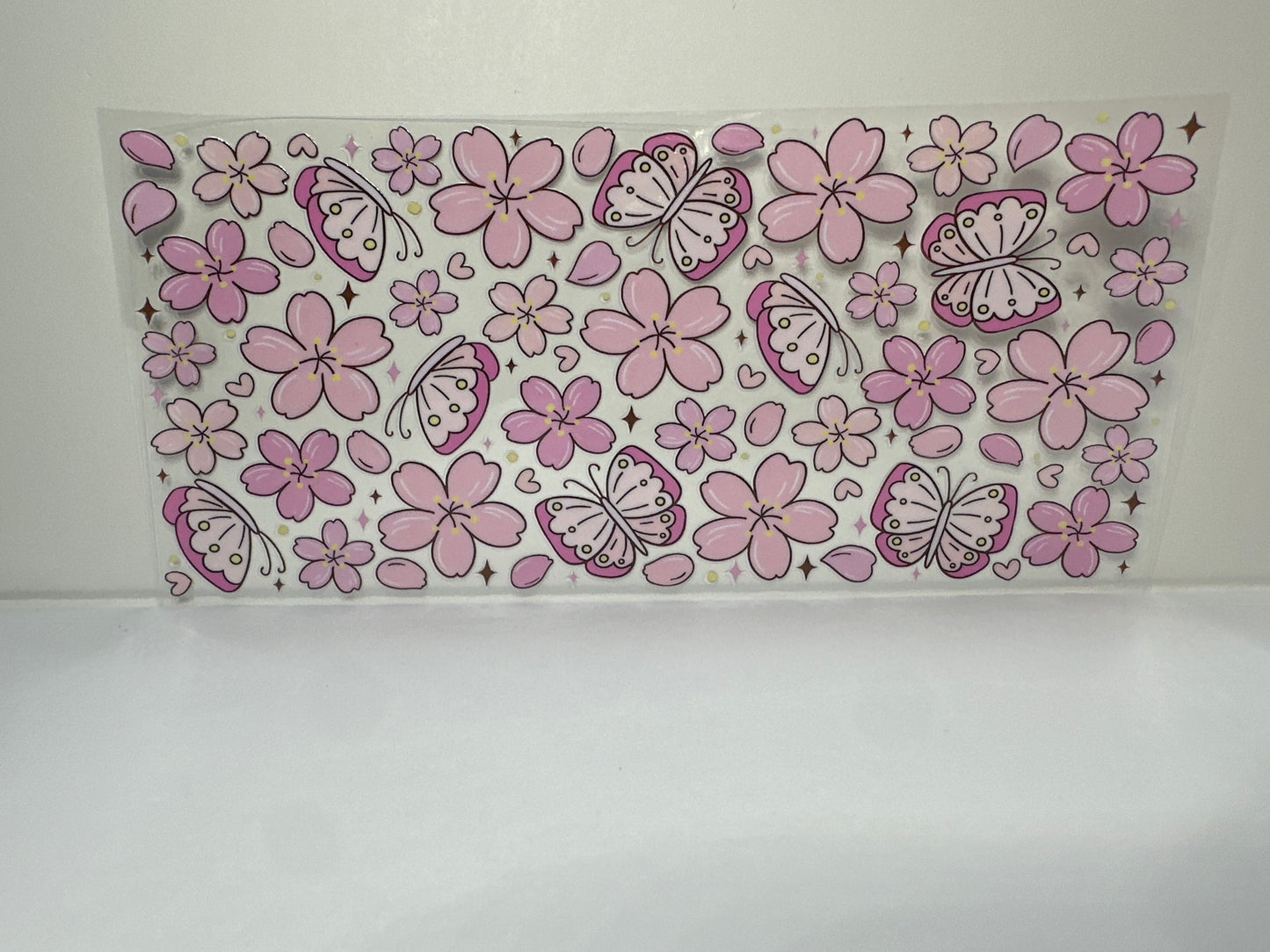 F206 Flowers with Butterflies pink