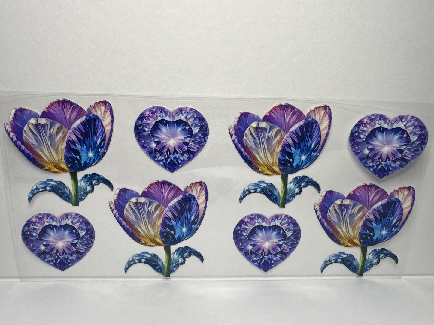 H1463 Diamond heart and flowers purple