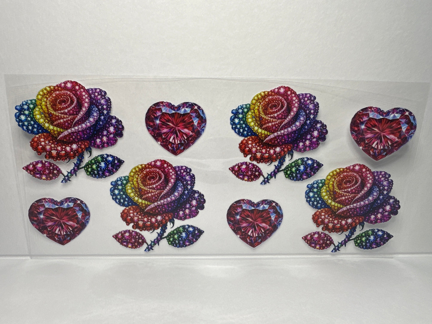 H1465 Diamond heart and flowers multi color