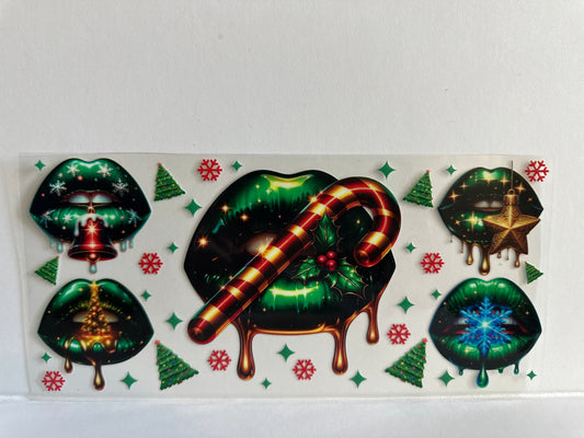 H83 green lips with candy cane Christmas