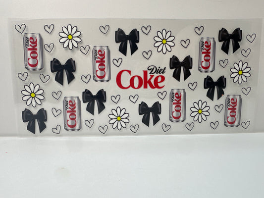 F903 Diet Coke with black heart, bows and daisies