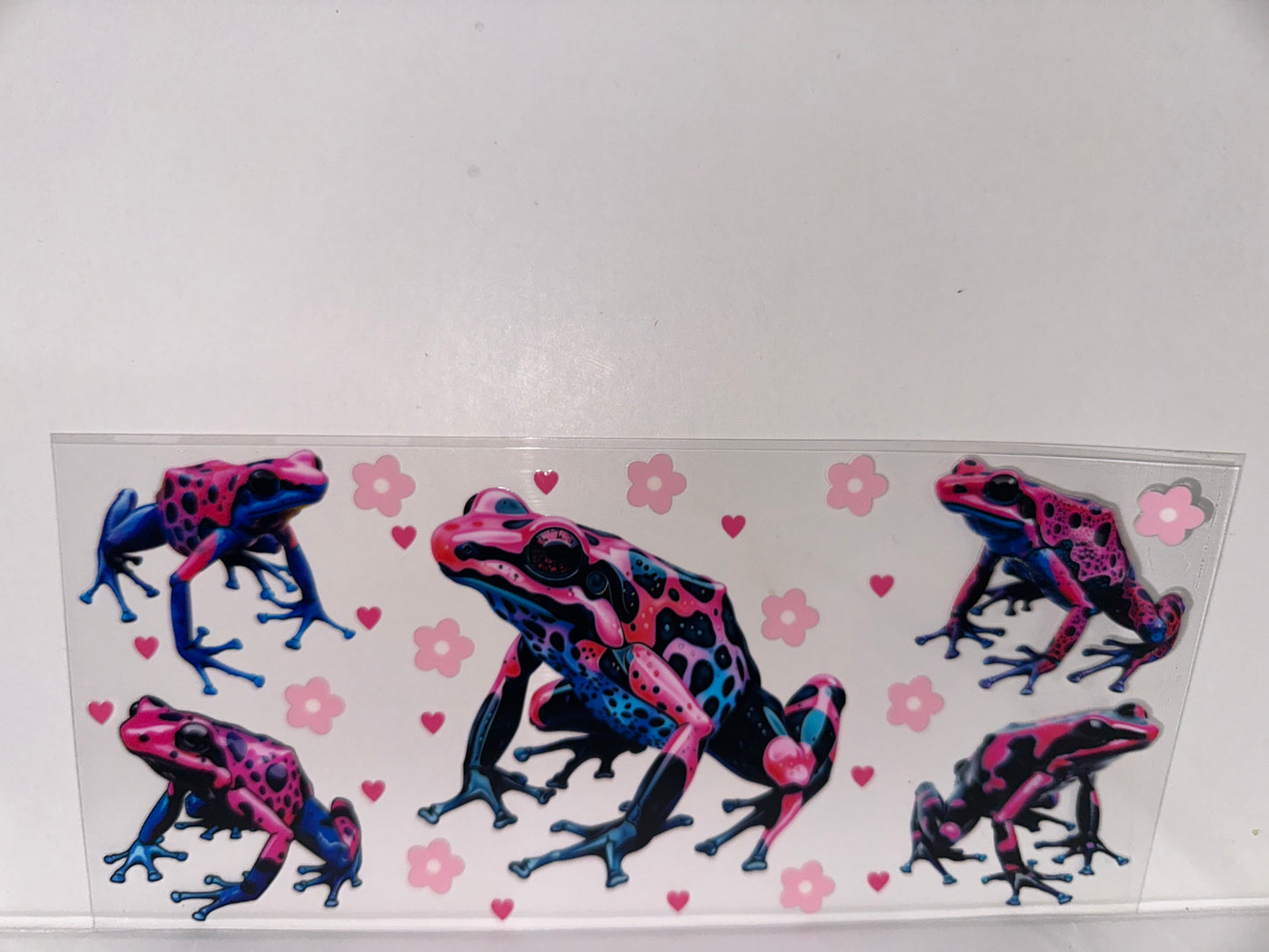 H168 pink black and blue frog