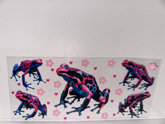 H168 pink black and blue frog