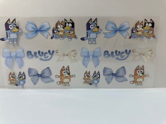 F600 Bluey with blue and cream bows