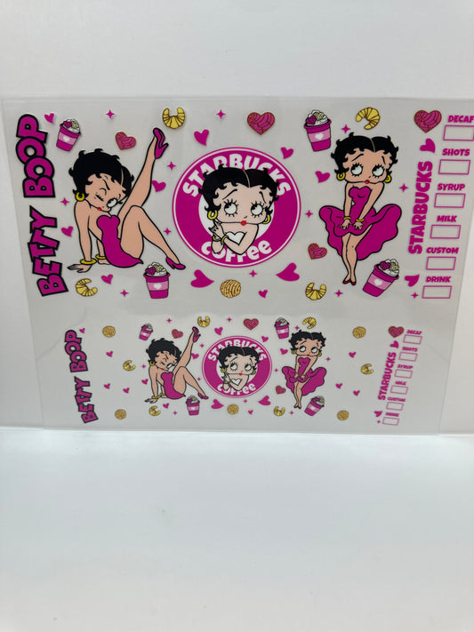 F786 Betty Boop Starbucks, 40 ounce cup wrap