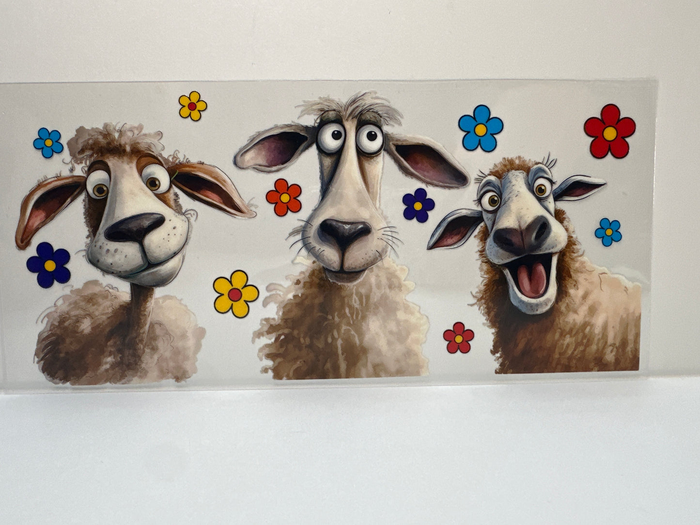 F387 crazy sheep with flowers