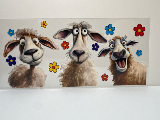 F387 crazy sheep with flowers