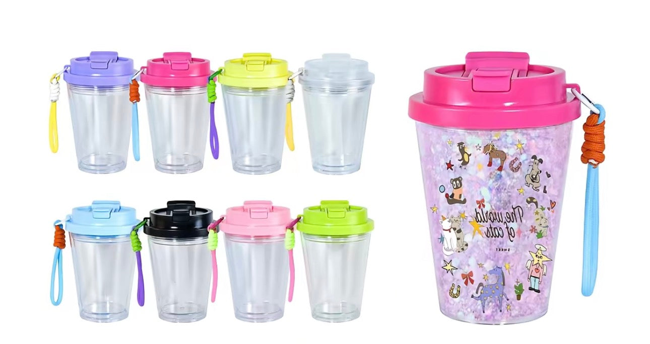 12oz Flip Top Water Bottle Snow Globe Cup