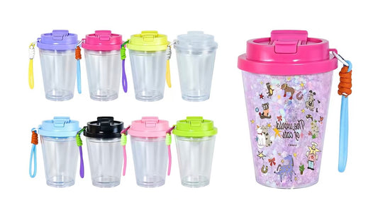 12oz Flip Top Water Bottle Snow Globe Cup