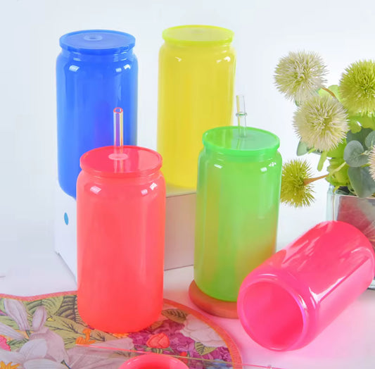 16oz Neon Glass Cup