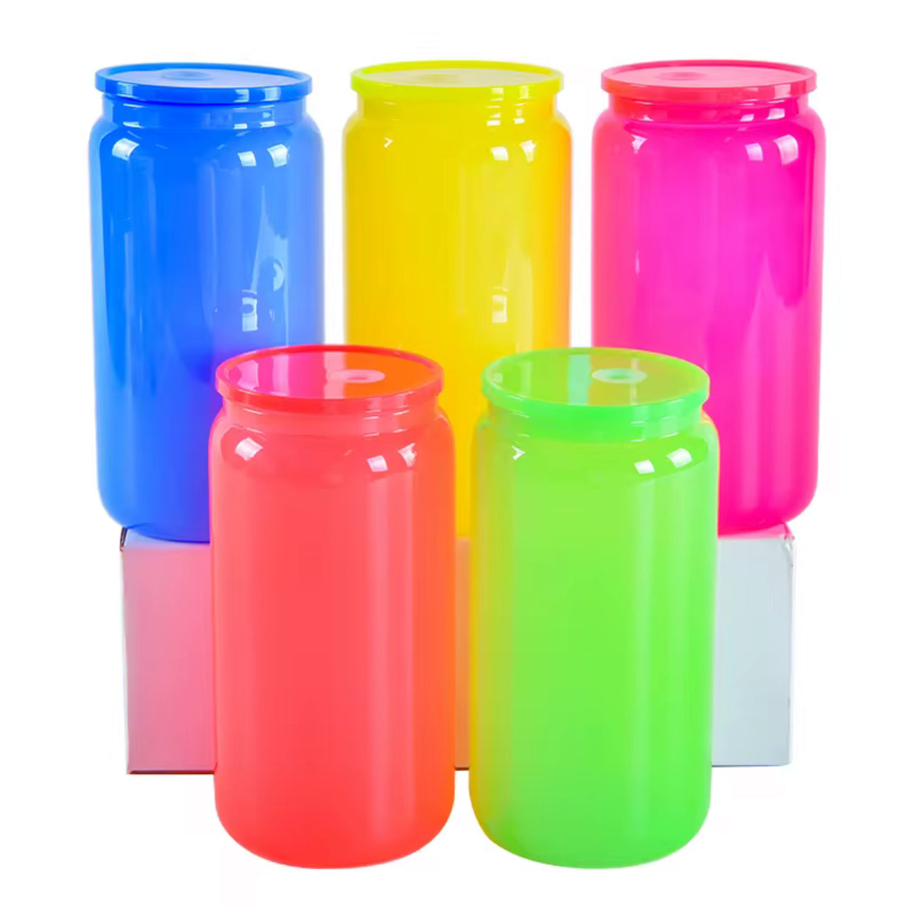 16oz Neon Glass Cup