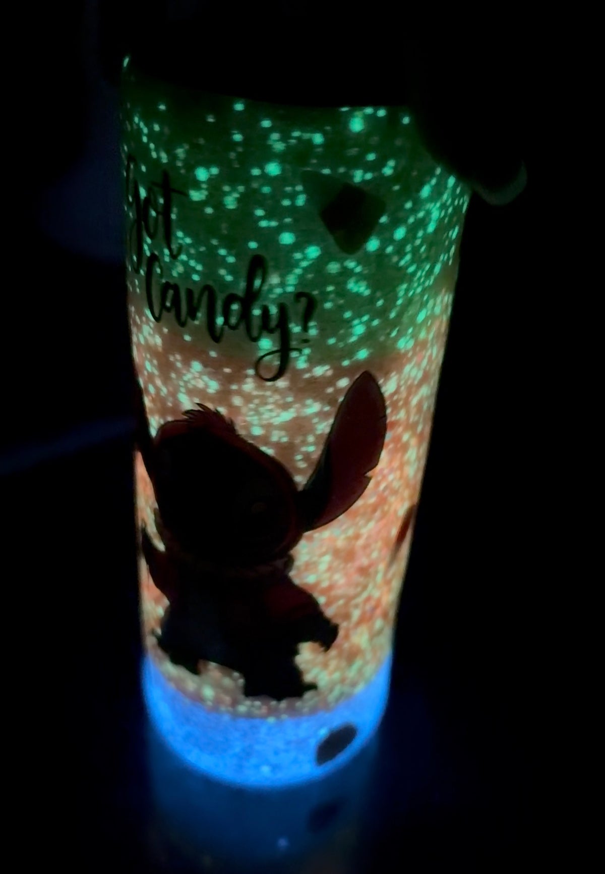 🍬🎃 Glow-in-the-Dark Candy Corn Epoxy Tumbler – 20oz ✨