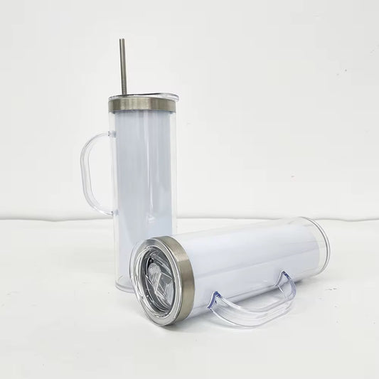 20oz Sublimation Stainless Steel Snow Globe Tumbler with Handle | Double Wall