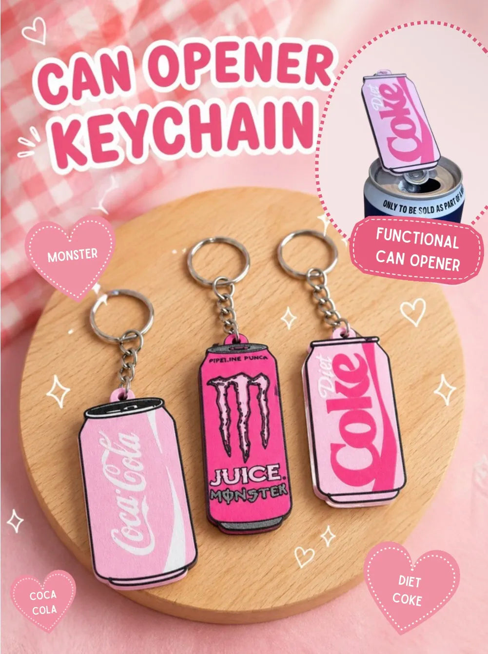 Soda-Inspired Can Opener / Nail Saver Keychain
