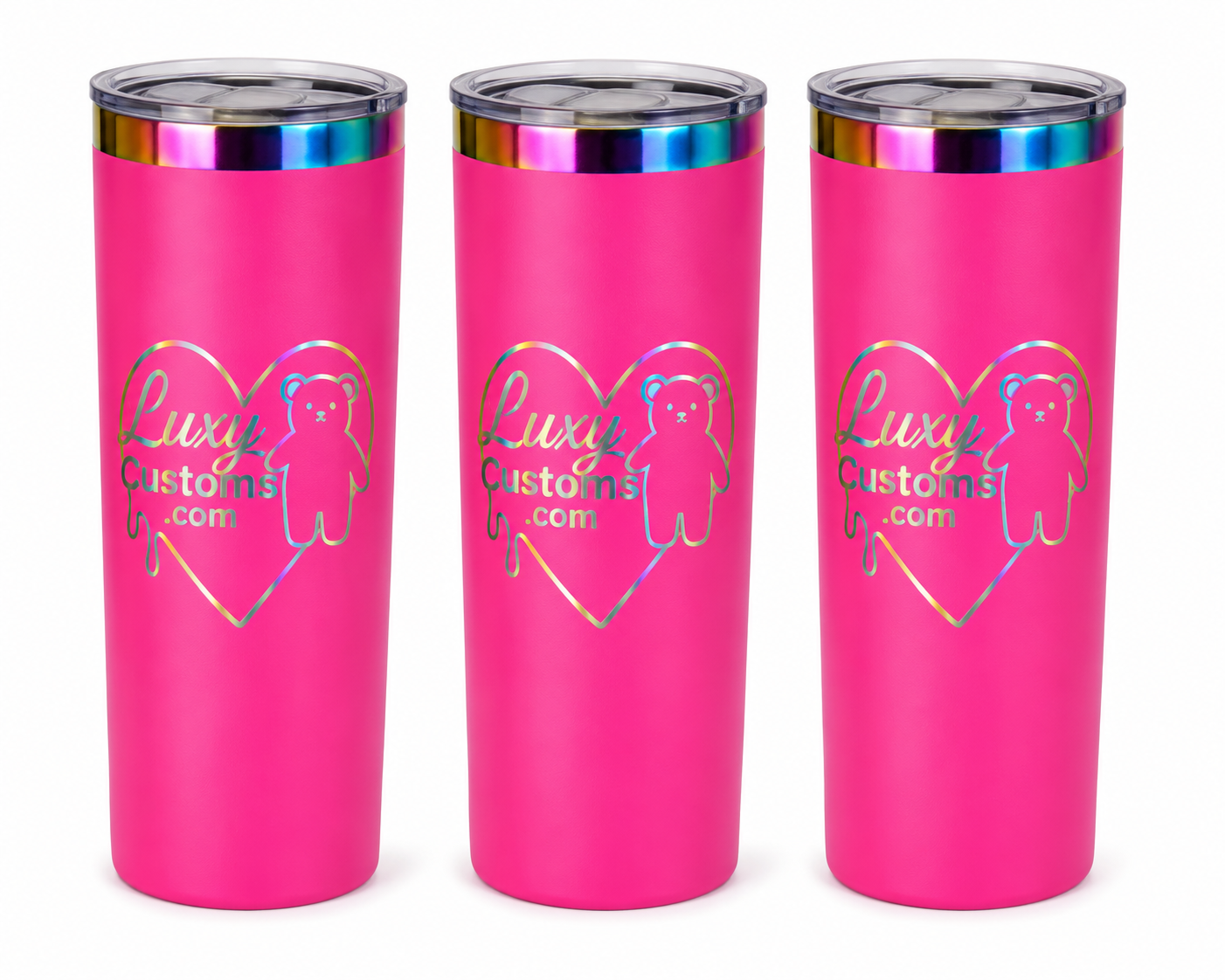 20oz Personalized Rainbow Engraved Tumbler | Custom Laser Engraved Cup