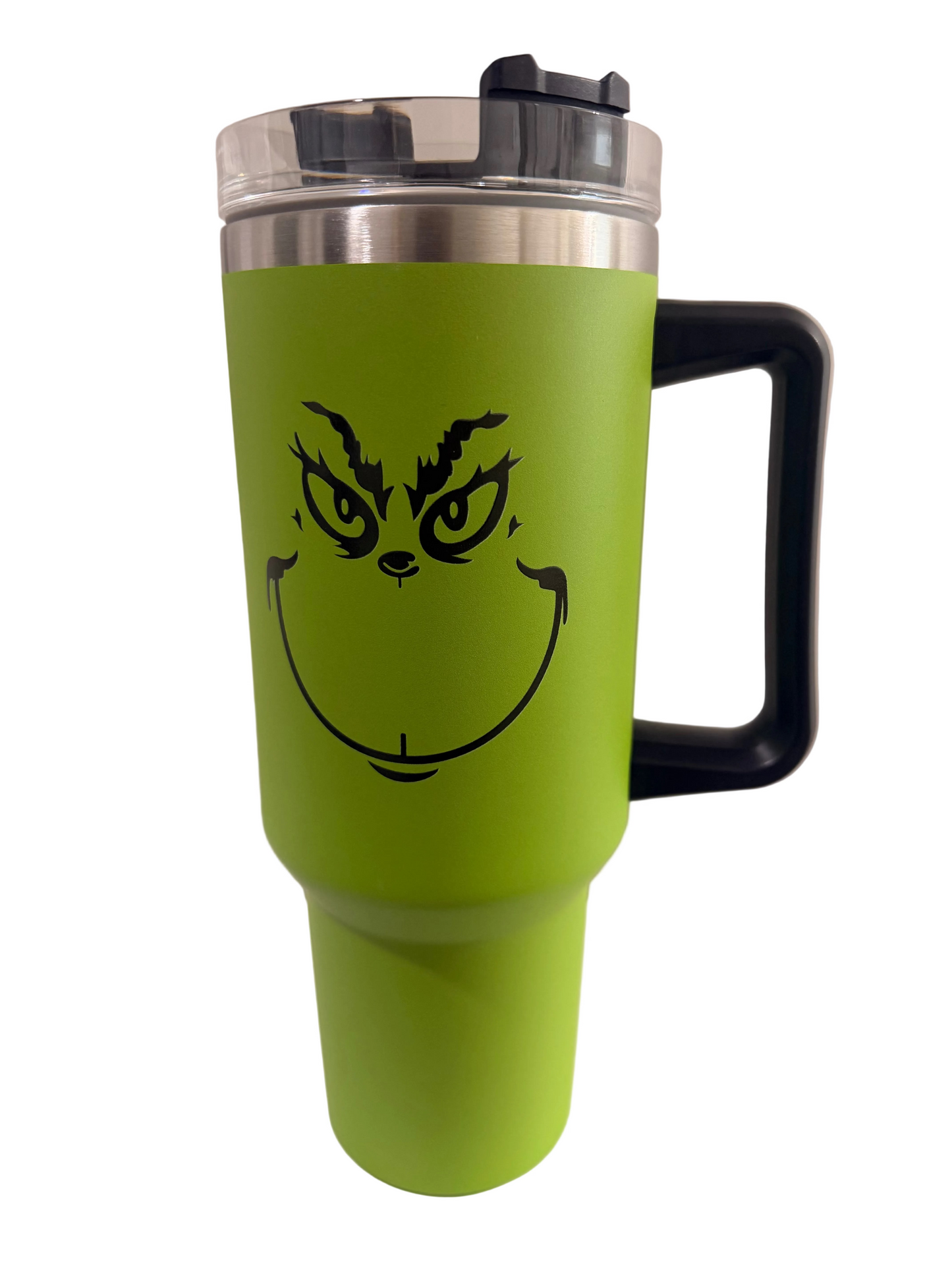 40 oz Grinch Face Tumbler with Handle