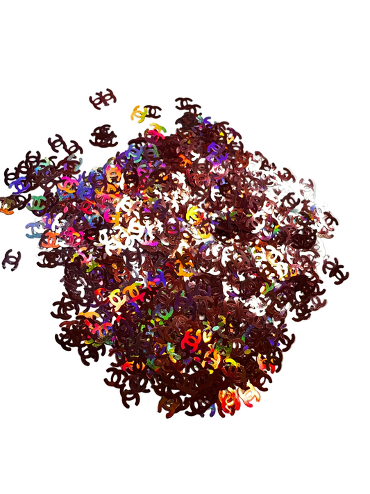 Designer Inspired CC Pink Holographic – Shaped Glitter 8g | Luxy Customs