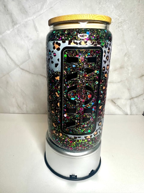 🐆 Wild Mama  – 16oz Cheetah Print Glass Snow Globe Cup