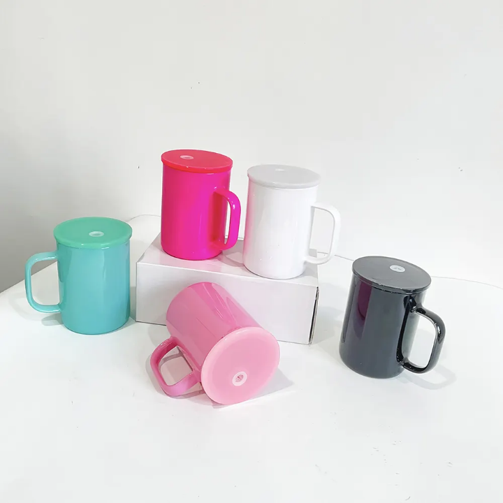 17oz Macaron Glass Mug with Lid & Handle | Pastel Coffee Cup, Iced Coffee Glass, Custom Snow Globe Tumbler Base