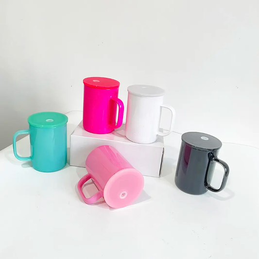 17oz Macaron Glass Mug with Lid & Handle | Pastel Coffee Cup, Iced Coffee Glass, Custom Snow Globe Tumbler Base