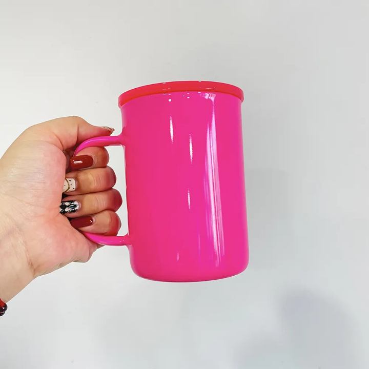 17oz Macaron Glass Mug with Lid & Handle | Pastel Coffee Cup, Iced Coffee Glass, Custom Snow Globe Tumbler Base