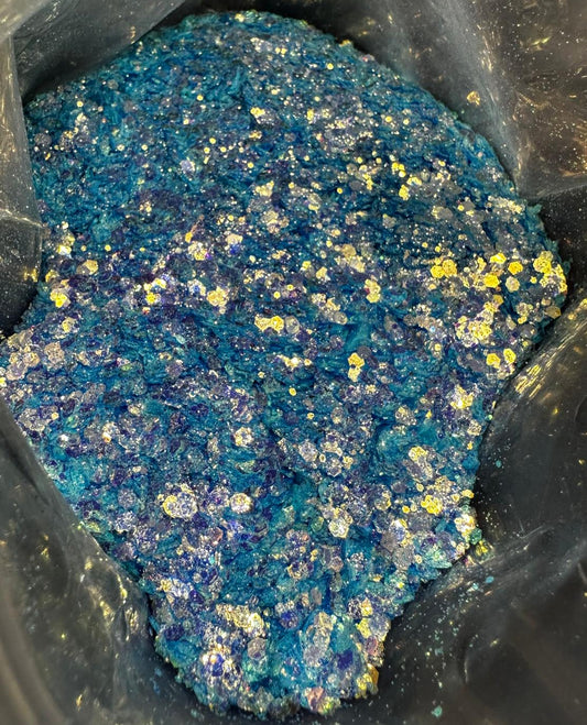 💜 Berry Drip Bear – Deep Sapphire & Violet Chunky Glitter