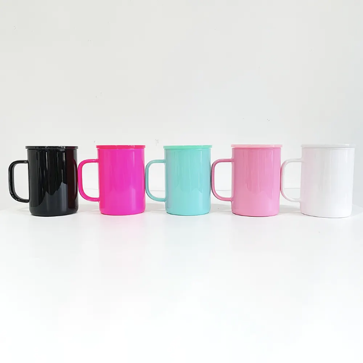 17oz Macaron Glass Mug with Lid & Handle | Pastel Coffee Cup, Iced Coffee Glass, Custom Snow Globe Tumbler Base